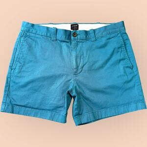 J. Crew Mens Classic Chino Casual Shorts Flex 5" Inseam Size 32 Teal Blue Green